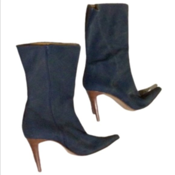 Kenneth Cole New York Shoes - Kenneth Cole Denim Heeled Calf Boots 9 1/2M